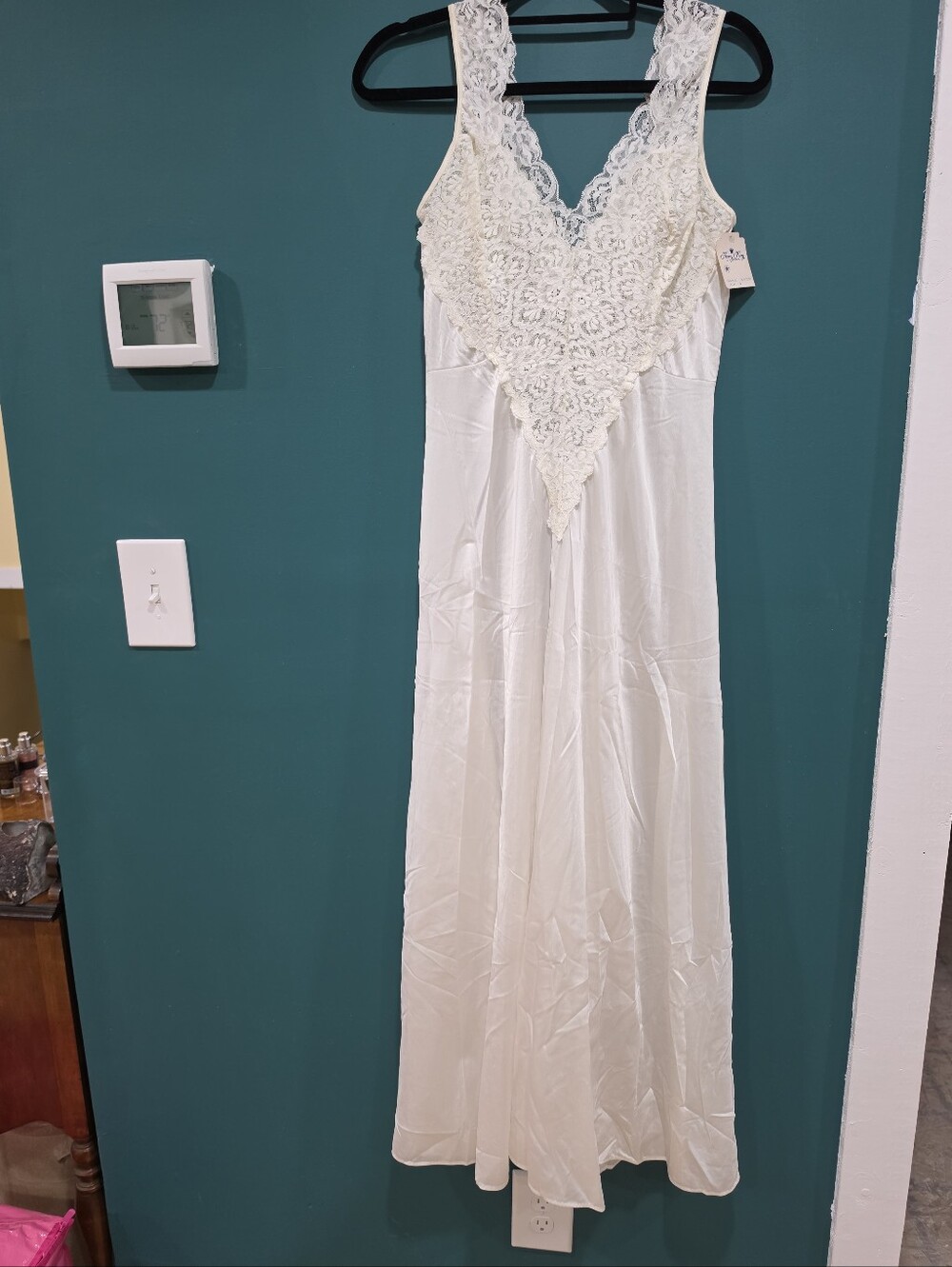 Vintage Nancy King White Lace Full Slip Nightgown Medium USA